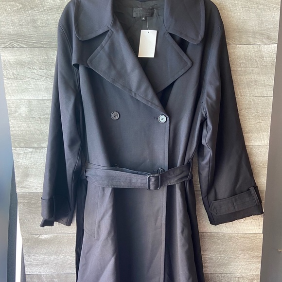 Nili Lotan matland frayed wool black trench coat - Picture 4 of 16